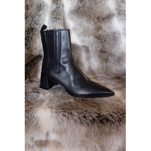 Black Leather Pointy Toe Ankle Boots